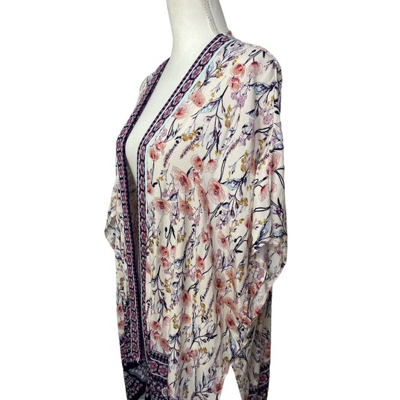 Knox rose Women's Shrug Poncho Pink Floral lightweight flowy Size XS - Picture 2 of 11